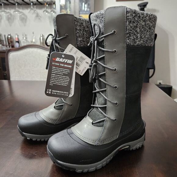 NWT Baffin Dana Charcoal Lace Up Insulated Boot Size 8 - Picture 2 of 8